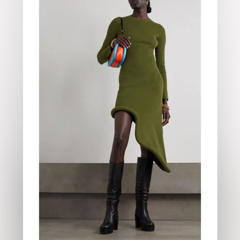 JW Anderson BUMPER-TUBE LONG SLEEVE ASYMMETRIC DRESS